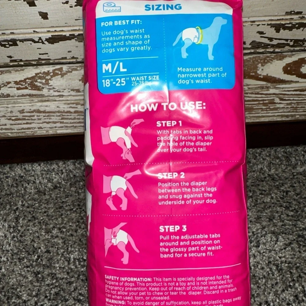 NEW Never Opened Comfort-DRI Disposable Dog Diapers - Size (M/L)